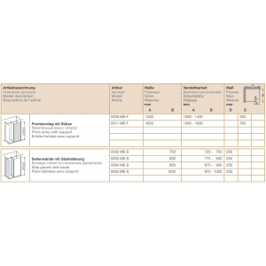 Боковая стенка Provex Modula ME 0003 ME-S 05 GL R с держателем 800*2000 мм
