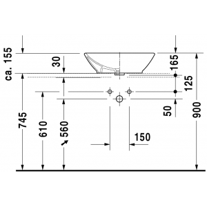 Раковина встраиваемая сверху Duravit Bacino 0334520000 55х42 см