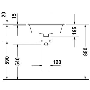 Раковина встраиваемая снизу Duravit Strack 3 0302560000 56х46 см