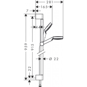 Душевой гарнитур со штангой 90 см Hansgrohe Crometta 1jet 26537400 Белый/Хром