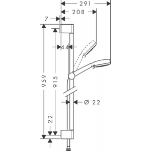 Душевой гарнитур со штангой 90 см Hansgrohe Crometta 26657400 Белый/Хром