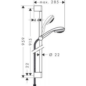 Душевой гарнитур со штангой 90 см Hansgrohe Crometta 85 Multi/Unica Crometta 27766000 Хром