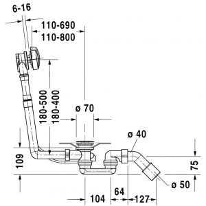 Комплект слива-перелива Duravit D-Code 790227000001000 хром