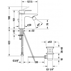 Однорычажный смеситель для биде Duravit B.3 B32400001010, хром