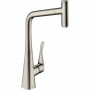 Смеситель для кухни с выдвижным душем Hansgrohe Metris Select 14884800 Под сталь