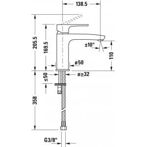 Однорычажный смеситель для раковины Duravit B.1 B11020002010, хром