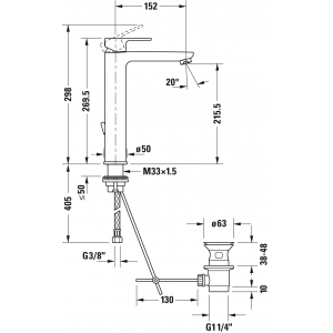 Однорычажный смеситель для раковины Duravit B.3 B31030001010, хром