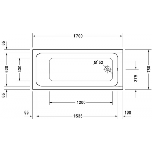 Акриловая встраиваемая ванна Duravit D-Code 700100000000000 1700 х 750