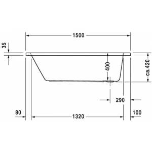 Акриловая встраиваемая ванна Duravit D-Code 700095000000000 1500 х 750