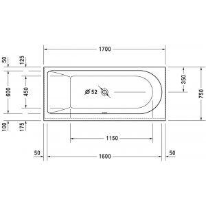 Акриловая встраиваемая ванна Duravit Darling New 700242000000000 1700 х 750